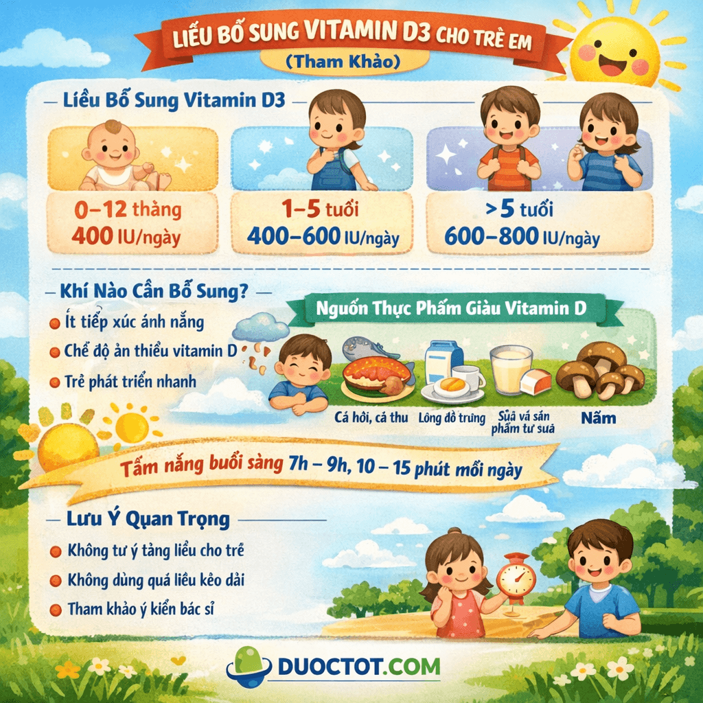 Liều Bổ Sung Vitamin D3 Cho Trẻ Em